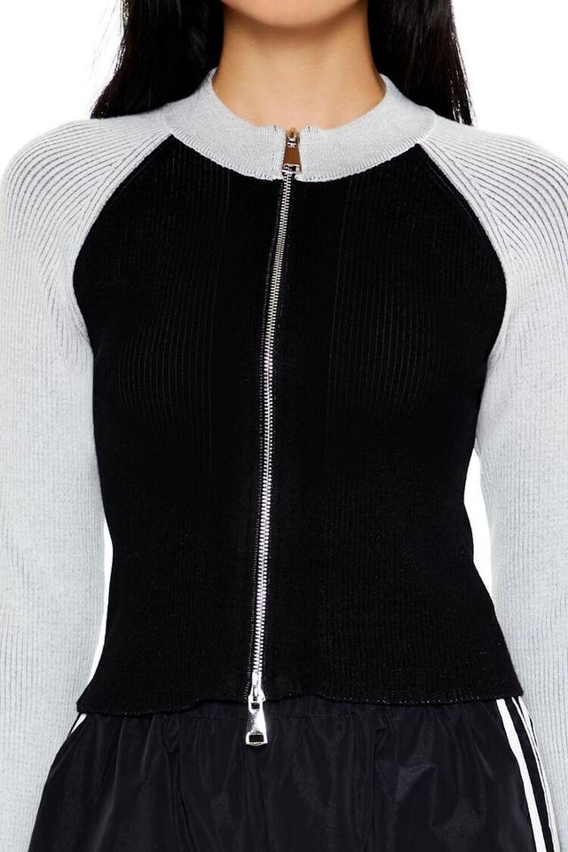 Two-Tone Raglan Zip-Up Sweater | Forever 21 Product Image