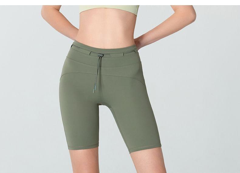 Drawstring Waist Plain Yoga Shorts Product Image