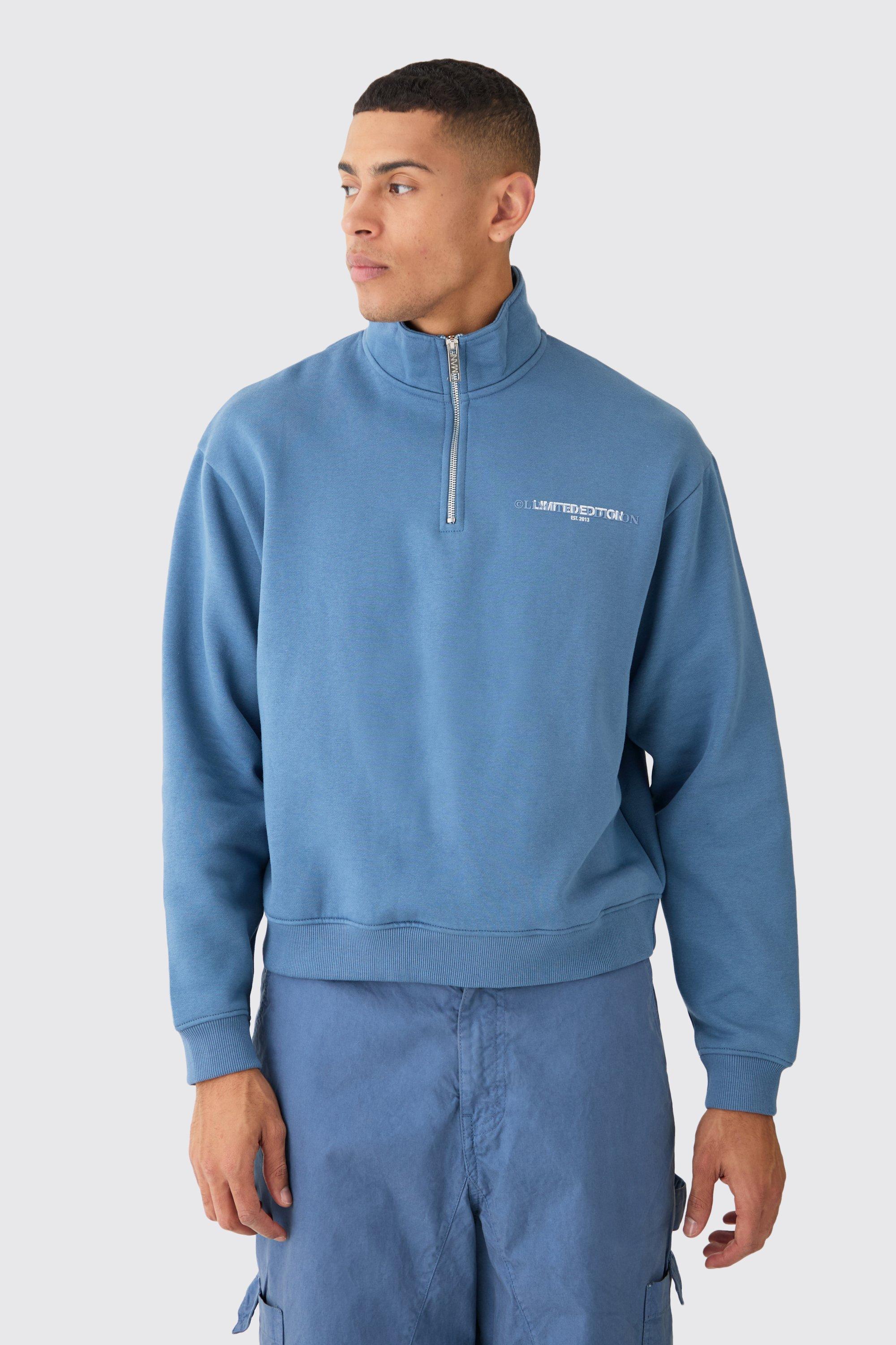 Oversized Boxy Limited 1/4 Zip Sweatshirt | boohooMAN USA Product Image