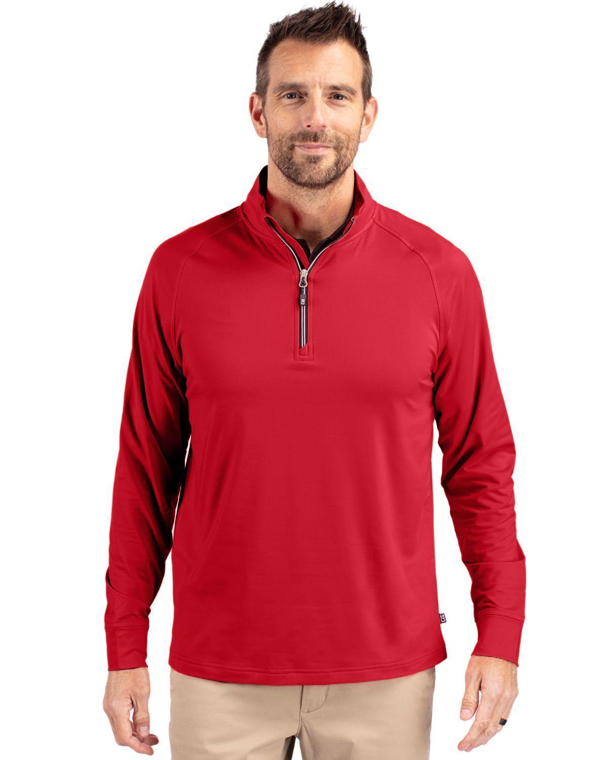 Cutter & Buck Mens Adapt Eco Knit Stretch Recycled Quarter Zip Pullover Jacket Product Image