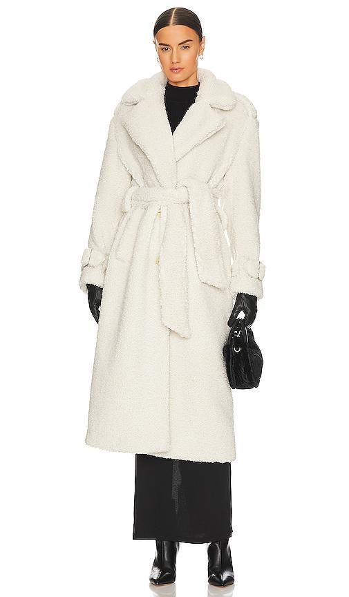 Ena Pelly Harri Oversized Teddy Coat in Bone - Cream. Size 10/M (also in 6/XS, 8/S). Product Image