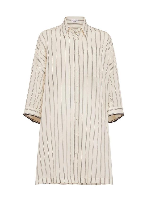 Womens Cotton and Silk Striped Poplin Shirt Product Image