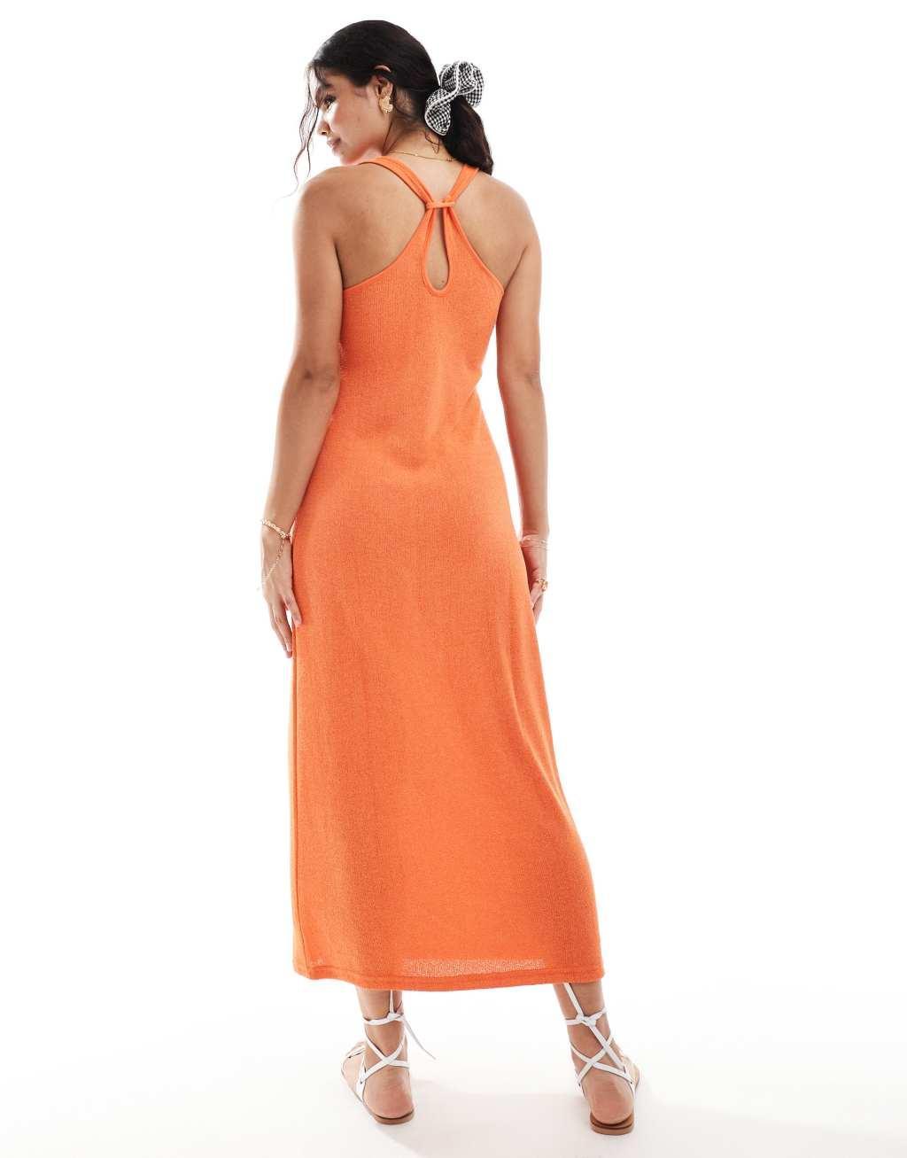 Mango terrycloth cami maxi dress in orange Product Image