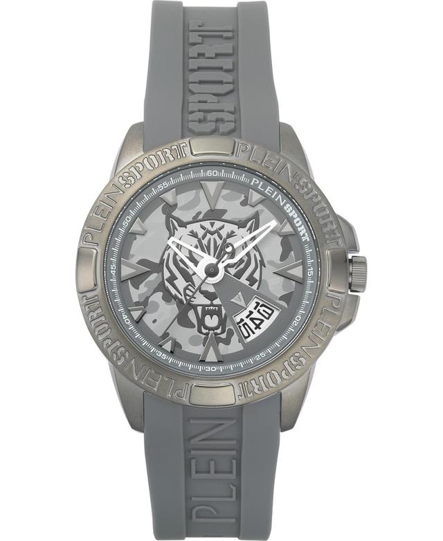 Plein Sport Mens Touchdown Gray Silicone Strap Watch 44mm - Gray Product Image