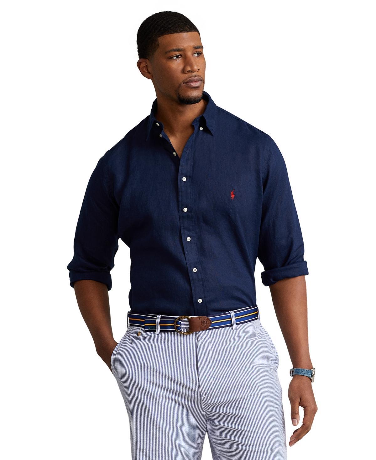 Men's Big & Tall Lightweight Linen Shirt In Newport Navy Product Image