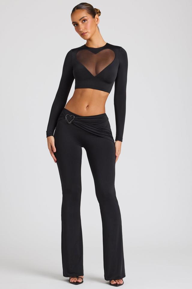 Draped Detail Straight Leg Trousers in Black Product Image