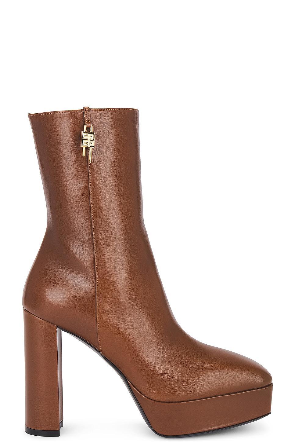 Givenchy G Lock Platform Ankle Boot in Brown Product Image