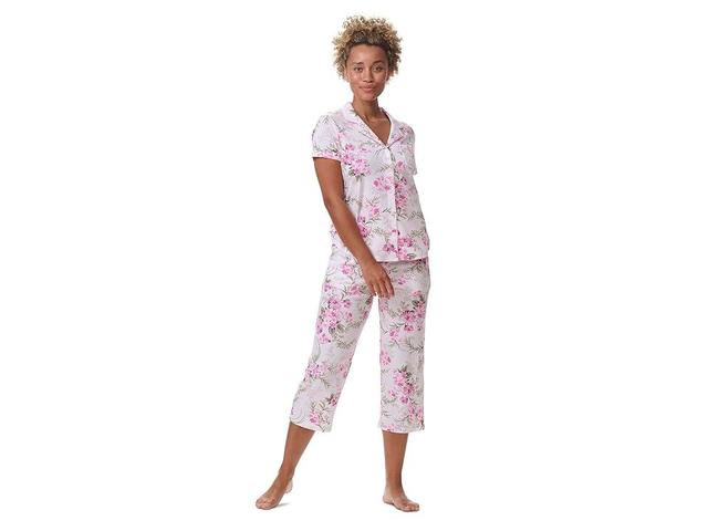 Karen Neuburger Short Sleeve Girlfriend Capri PJ Set (Floral Vines) Women's Pajama Sets Product Image