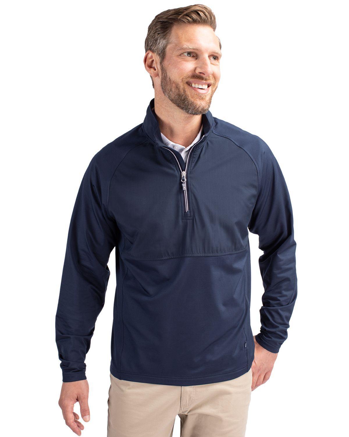 Cutter & Buck Mens Adapt Eco Knit Hybrid Recycled Quarter Zip Jacket Product Image