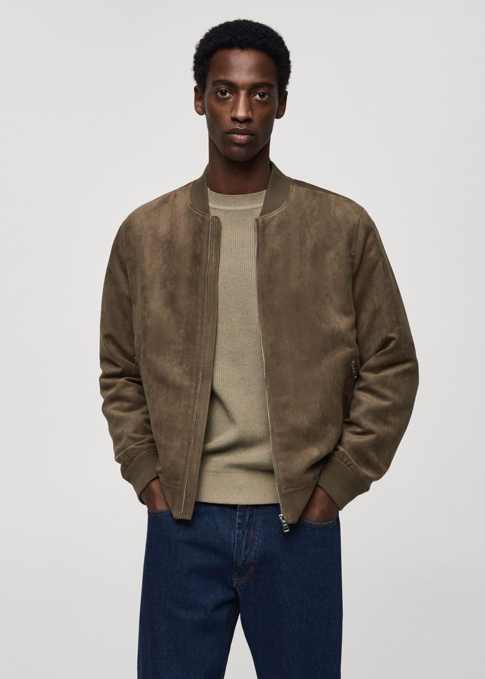 MANGO MAN - Suede-effect bomber jacket medium brownMen Product Image