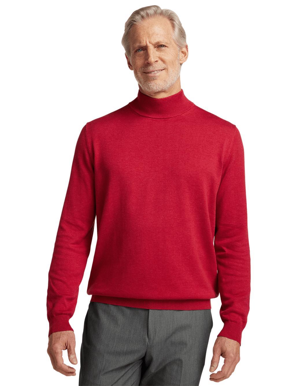 Supima Cotton Mock Neck Sweater - Red Product Image