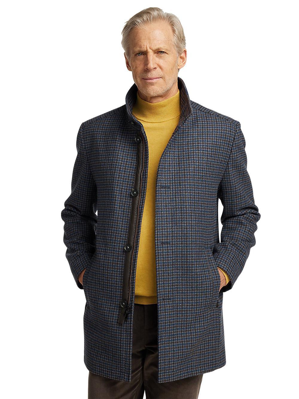 Wool Blend Check Carcoat - Multi Product Image