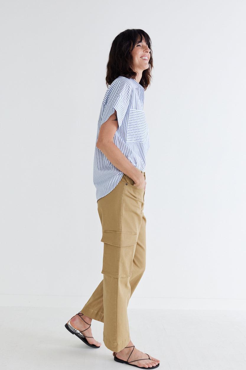 Walk the Line Short Sleeve Poplin Top Product Image