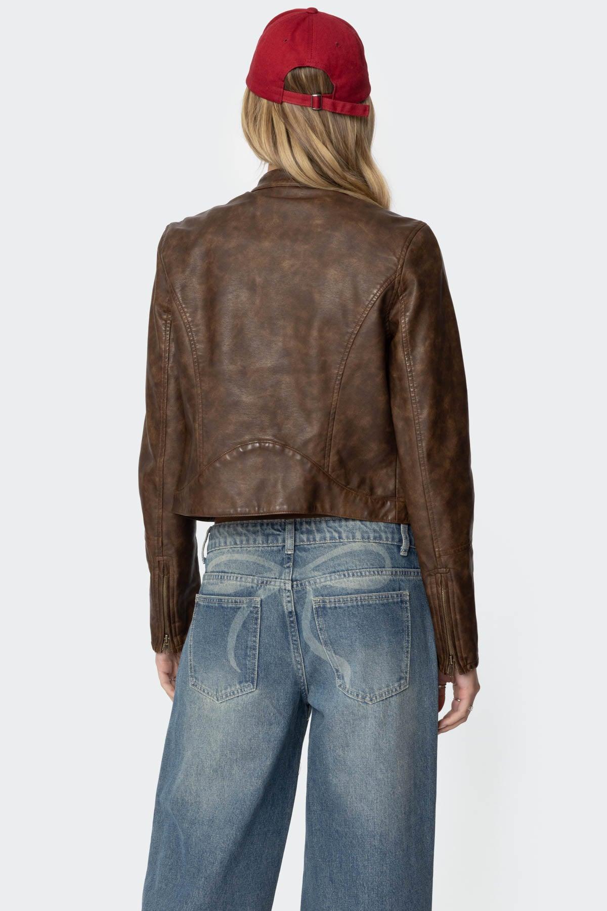 Teddi Washed Faux Leather Jacket Product Image