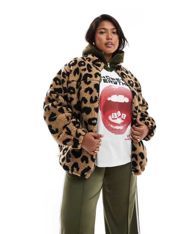 Renee Studio x Holly Wynne exclusive borg zip through jacket in leopard print Product Image