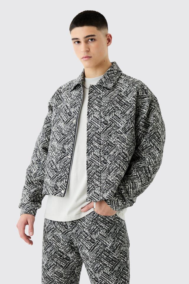 Boxy Fit Fabric Interest Tapestry Jacket | boohooMAN USA Product Image