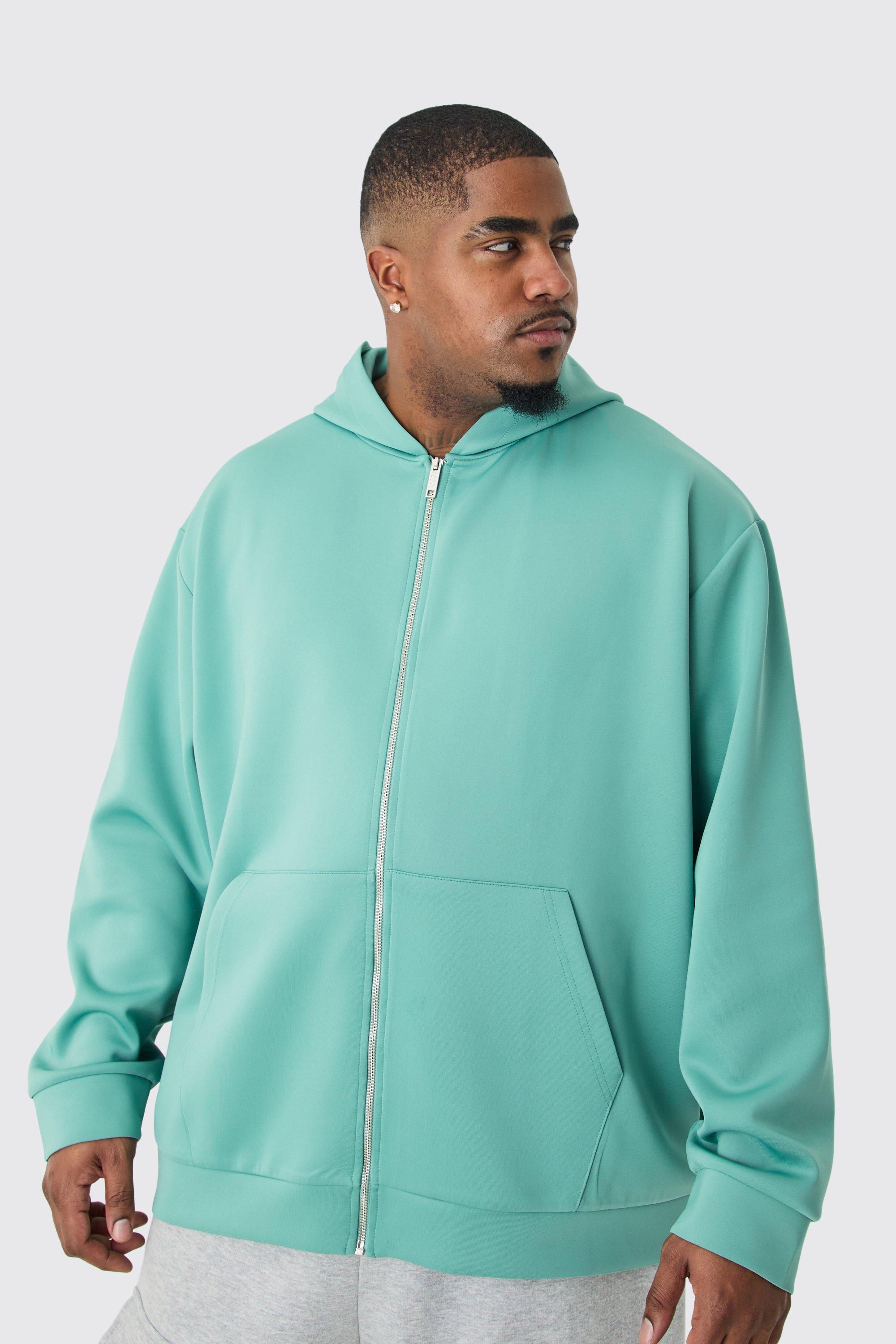 Plus Oversized Zip Through Scuba Hoodie | boohooMAN USA Product Image