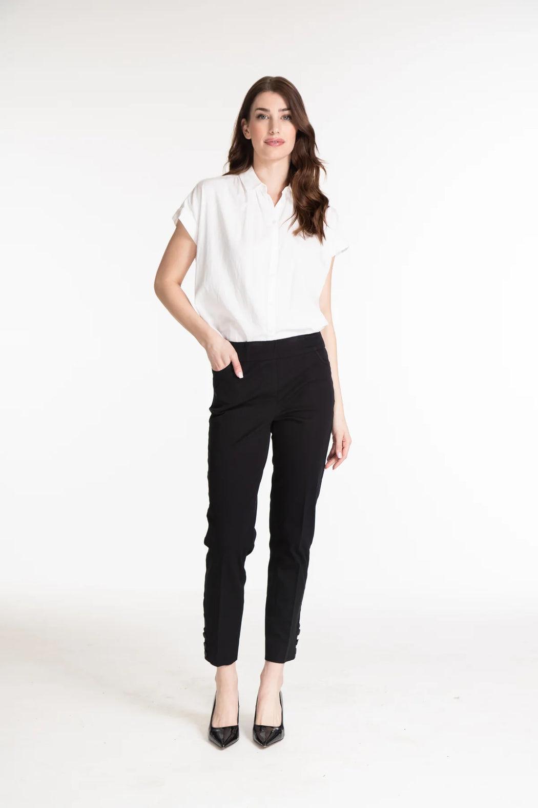 PULL-ON 3-BUTTON HEM VENT ANKLE PANT - NAVY ONLY Female Product Image