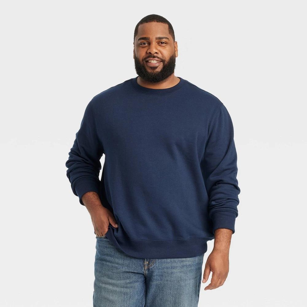 Mens Big & Tall Regular Fit Crewneck Pullover Sweatshirt - Goodfellow & Co Navy Blue 4XLT Product Image