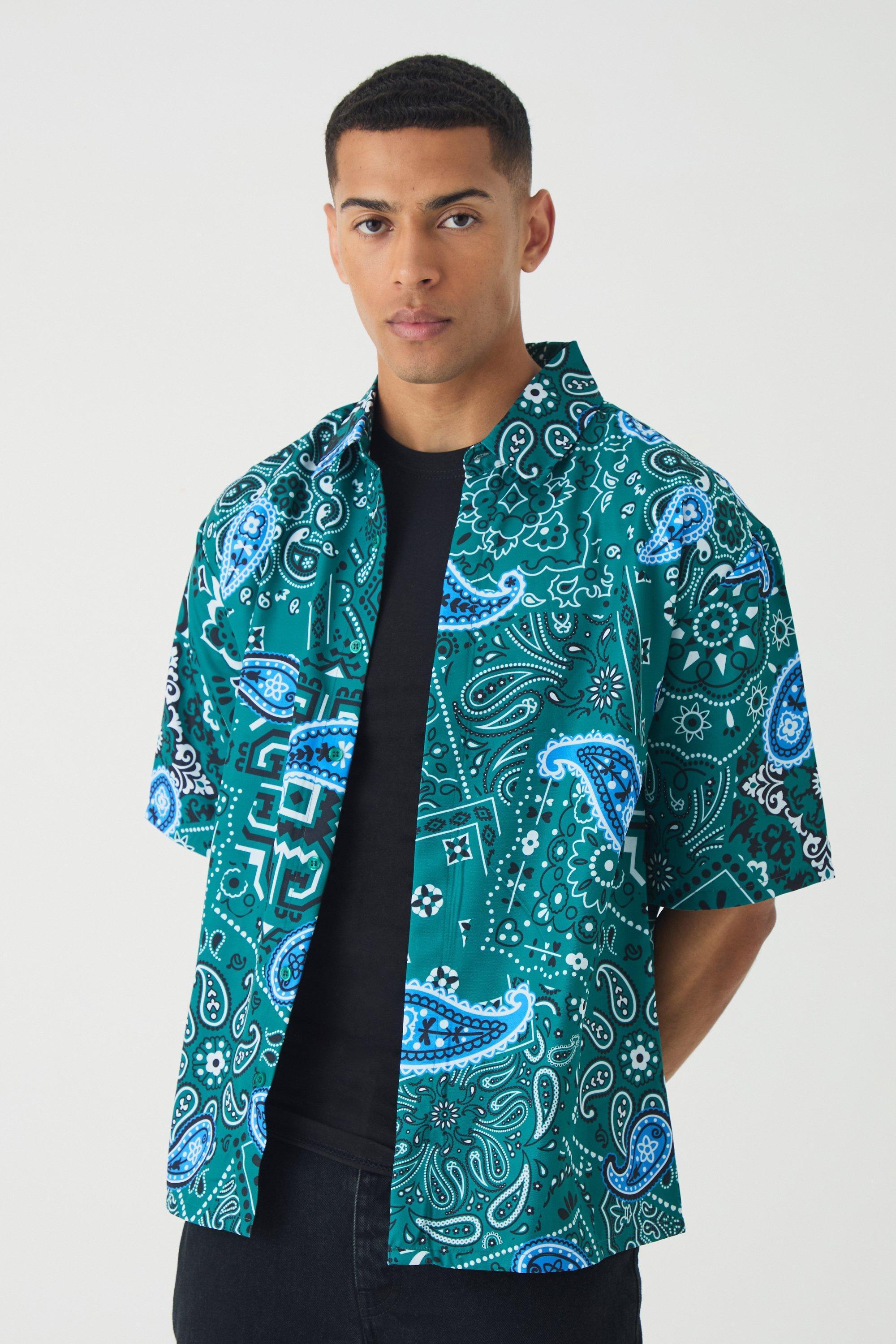 Oversized Soft Twill Paisley Printed Shirt | boohooMAN USA Product Image