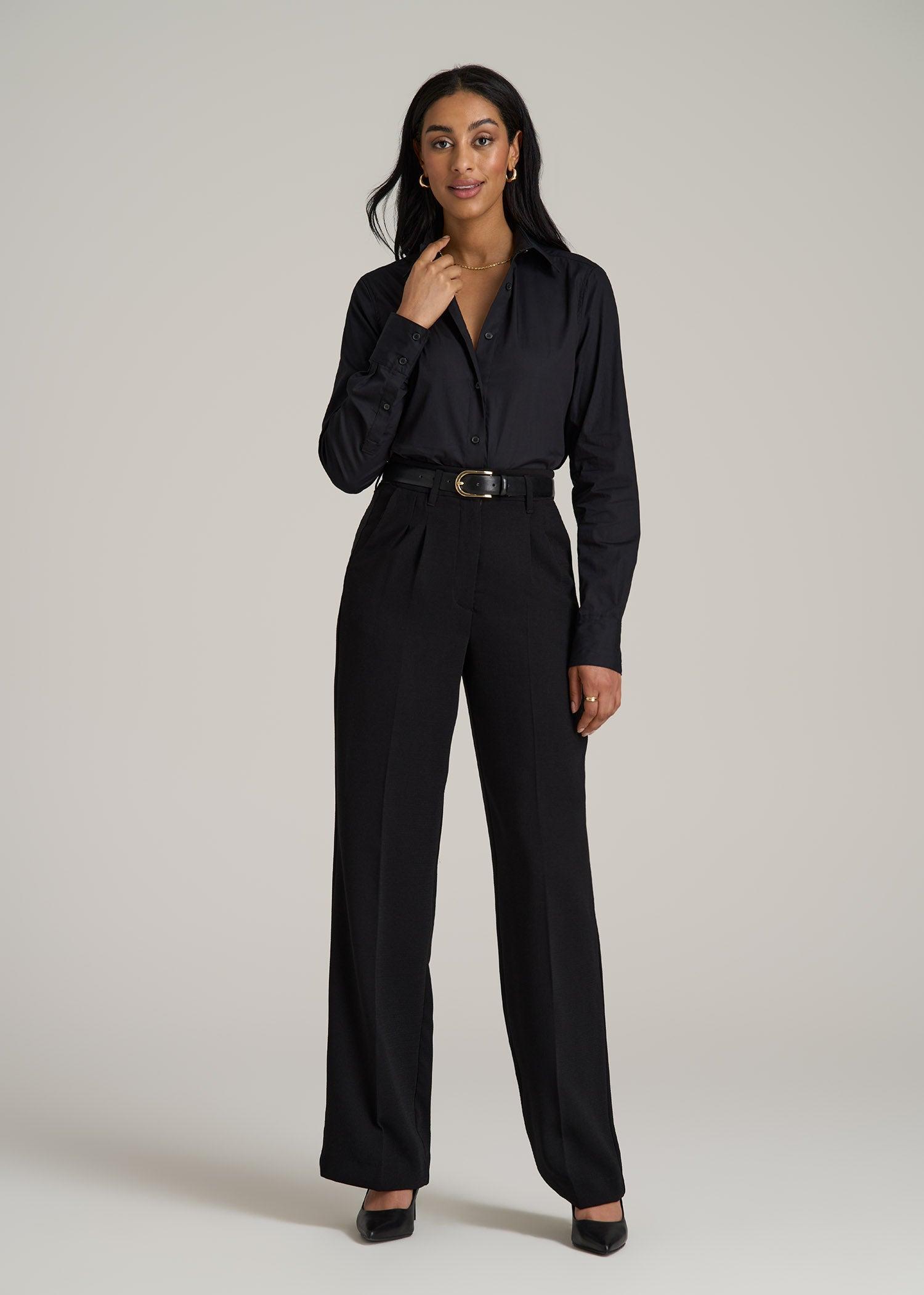 Tall Women's Regular Fit Dress Shirt in Black Product Image