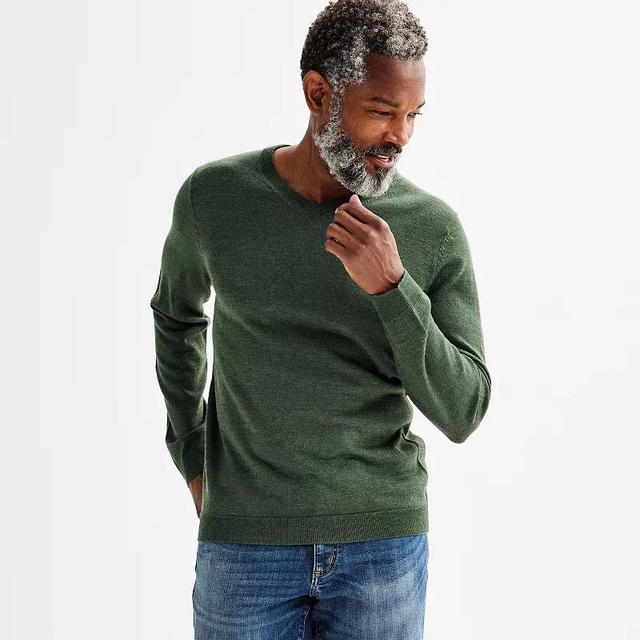 Mens Apt. 9 Merino Blend V-Neck Sweater Green Product Image