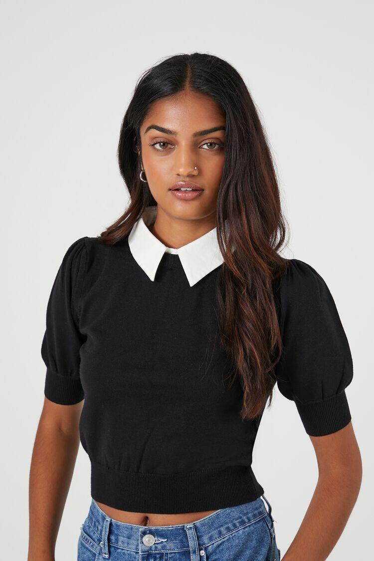 Sweater-Knit Collar Crop Top | Forever 21 Product Image