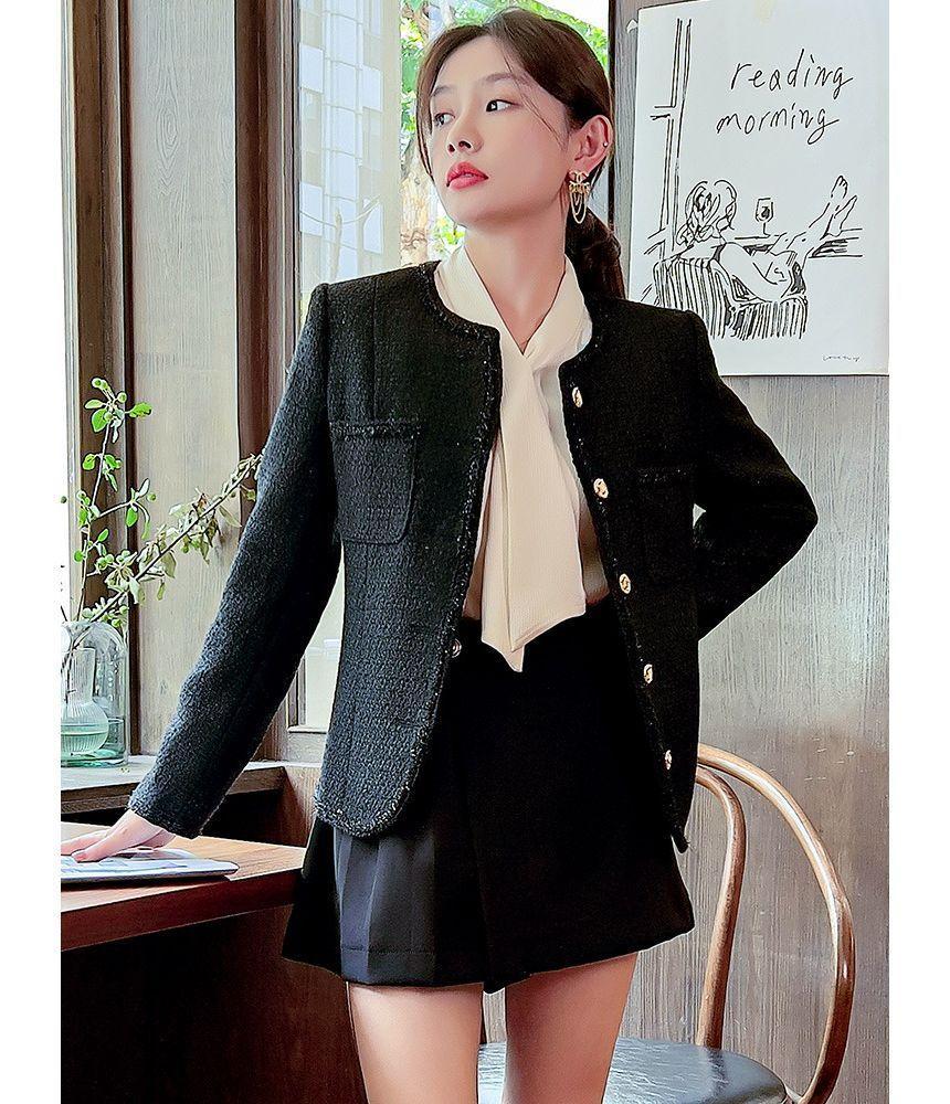 Button-Up Tweed Jacket / Blouse / Set Product Image