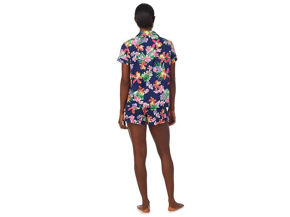 Lauren Ralph Lauren Short Sleeve Notch Collar Boxer PJ Set Floral) Women's Pajama Sets Product Image