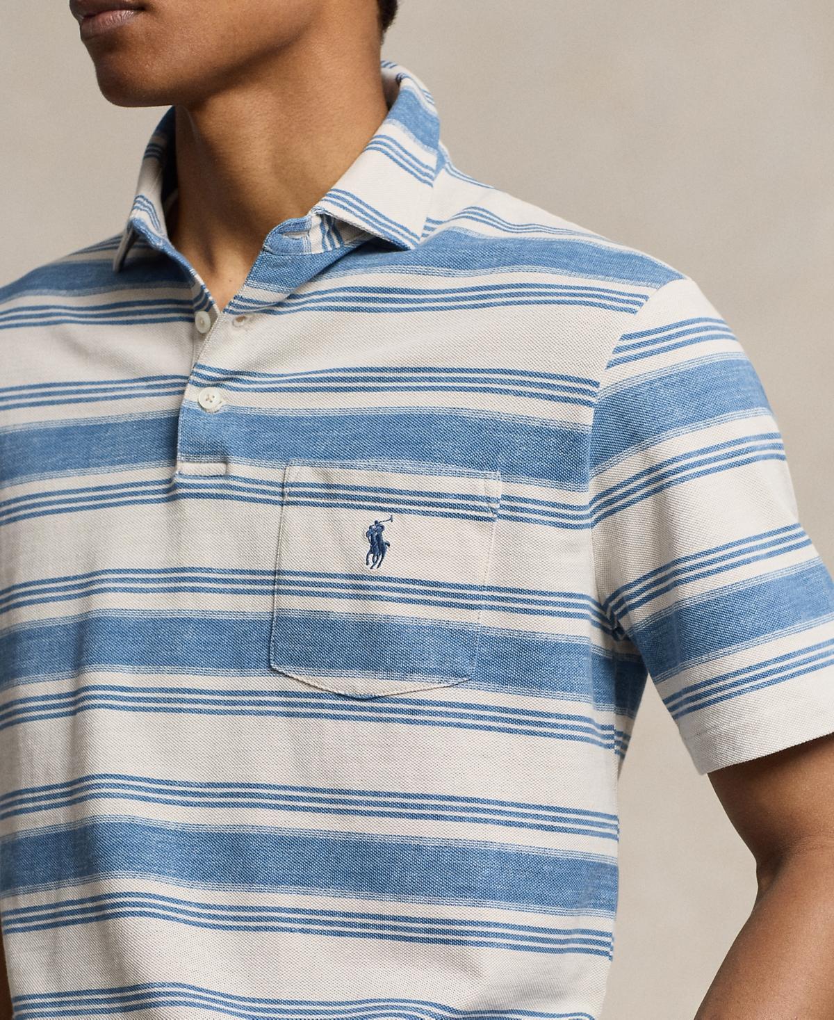 Men's Classic-fit Striped Mesh Polo Shirt In Patina Stripe Product Image