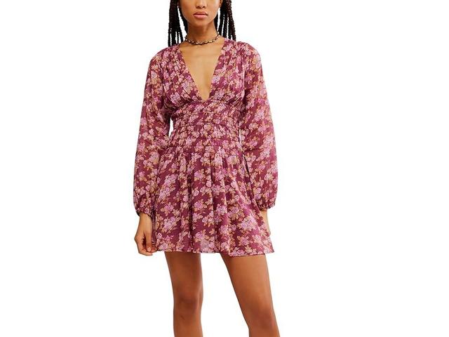 Free People Keep You Mini Dress (Berry Combo) Women's Dress Product Image