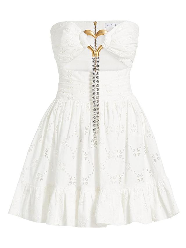 Womens Embellished Heart Broderie Anglaise Strapless Minidress Product Image