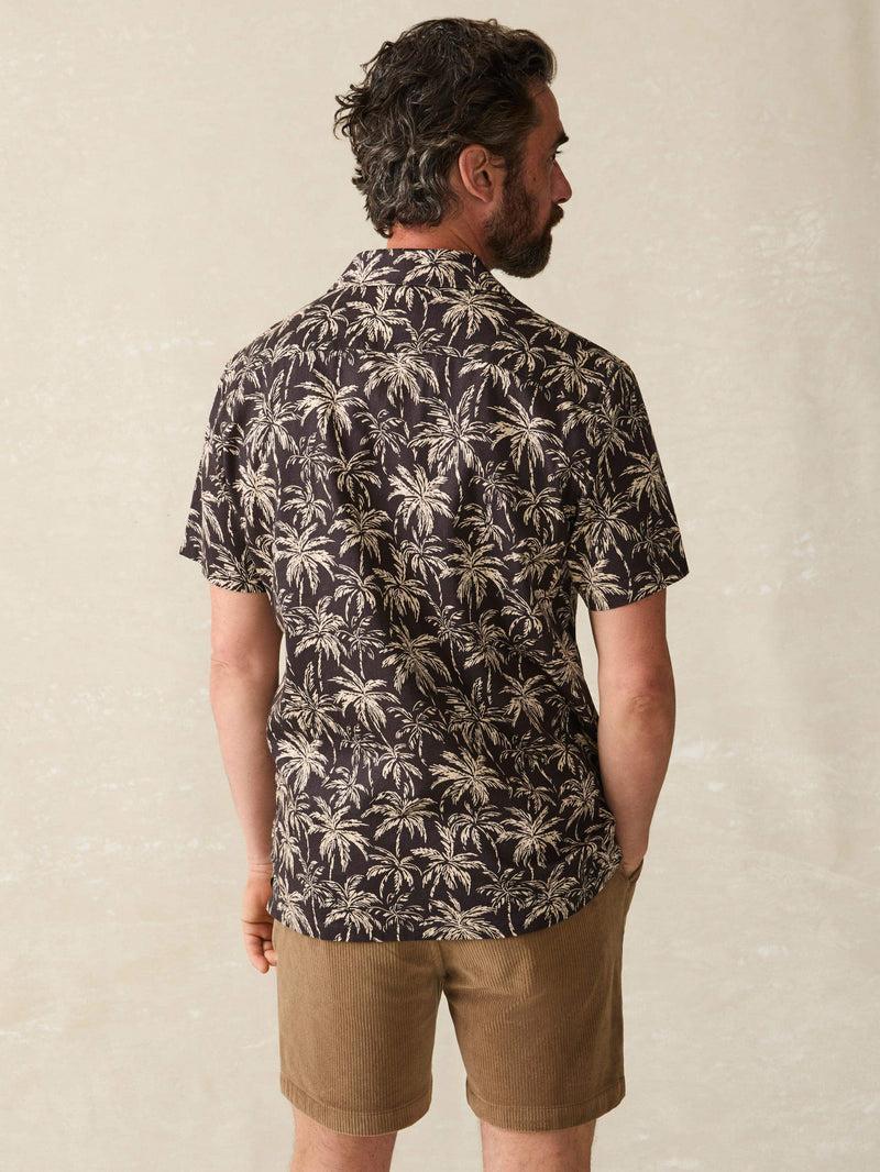 Short-Sleeve Hemp Blend Camp Shirt - Charcoal Tropic Trees Product Image