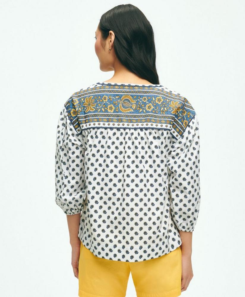 Floral Paisley Popover Peasant Blouse In Cotton Product Image