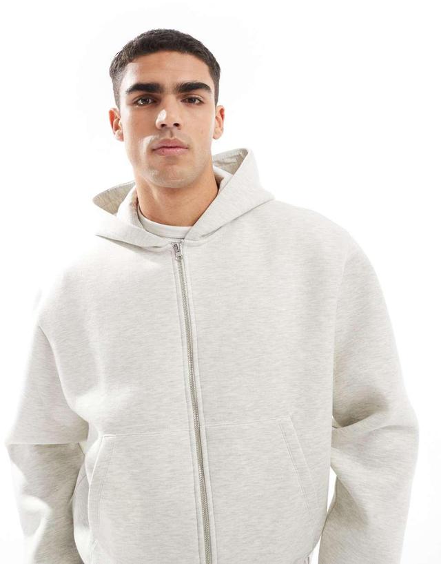 ASOS DESIGN oversized scuba hoodie in white heather Product Image