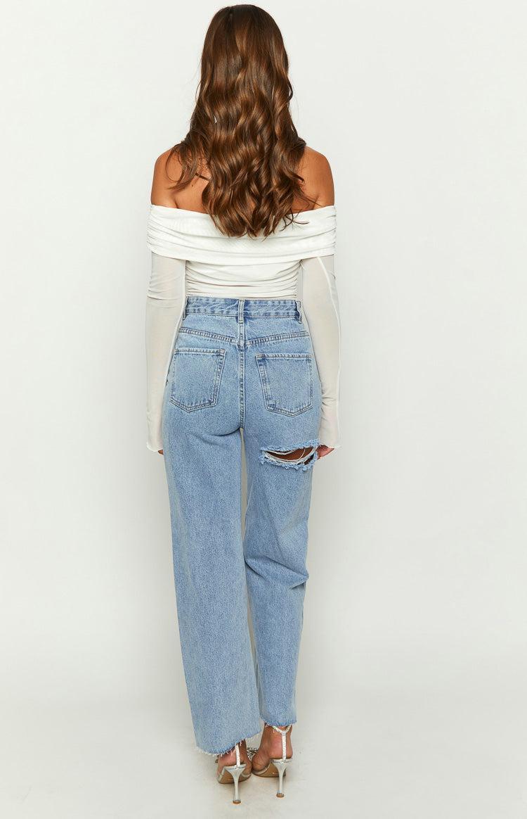 Ronnie Light Wash Denim Straight Leg Jeans Product Image