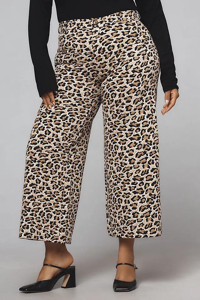 The Ettie High-Rise Crop Wide-Leg Pants by Maeve: Leopard Edition Product Image