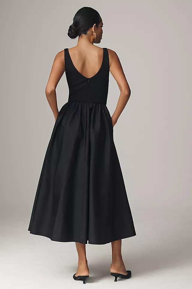 ESTHÉ Sleeveless Sweetheart Ribbed Poplin Midi Dress Product Image