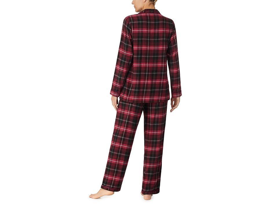 Eileen West Flannel Notch Collar PJ Plaid) Women's Pajama Sets Product Image