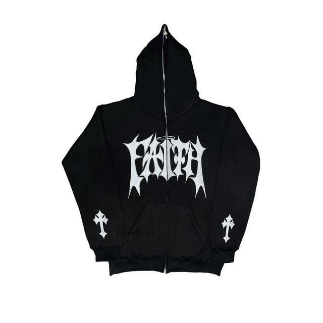 Faith Cross Print Full Zip-Up Hoodie Product Image