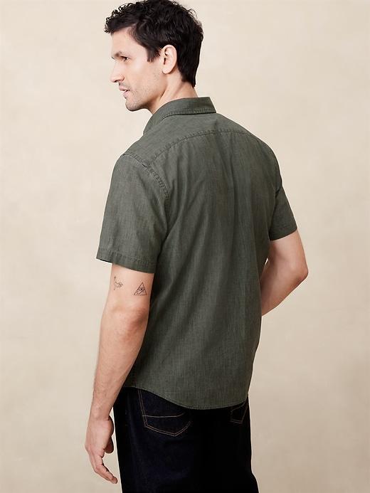 Slim Frosted Coated Chambray Shirt Product Image