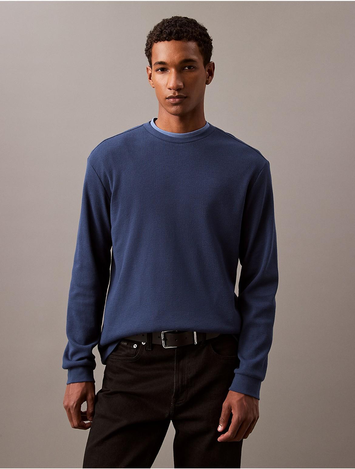 Calvin Klein Mens Classic-Fit Waffle-Knit Long-Sleeve T-Shirt Product Image