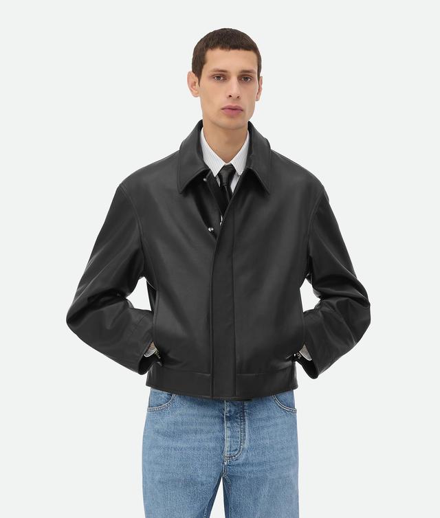 Men's Leather Blouson in Black Product Image