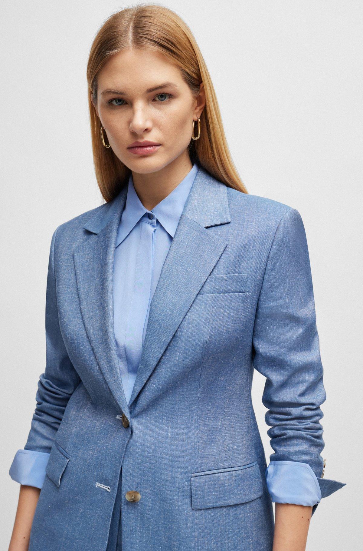 Single-breasted jacket in linen, cotton and stretch Product Image