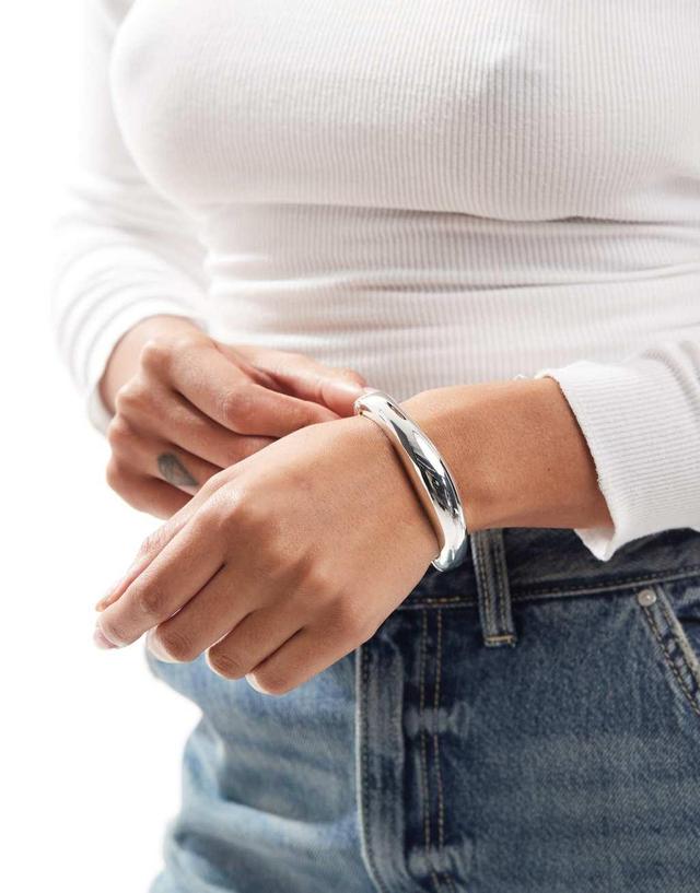 ASOS DESIGN silver plated simple bangle bracelet Product Image