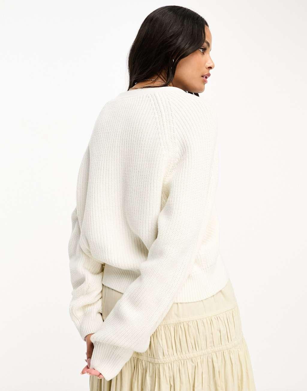 Monki knit cardigan in white Product Image