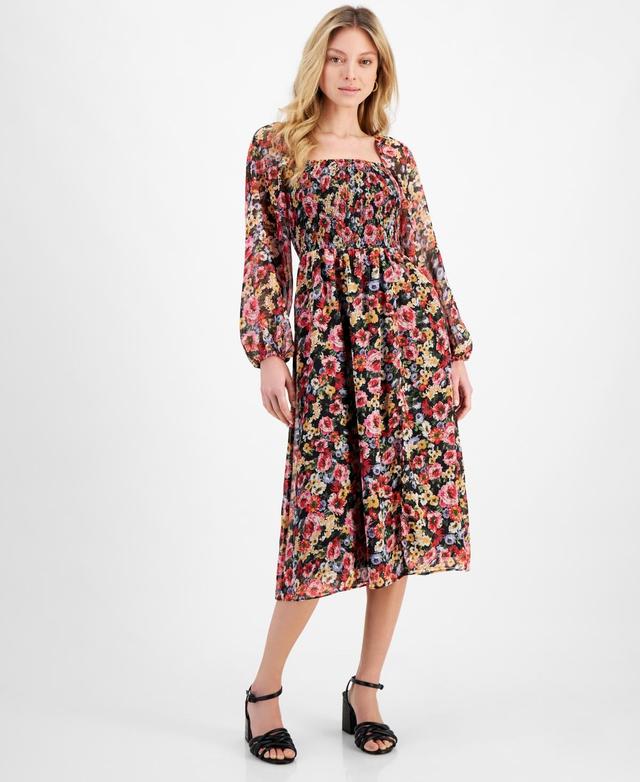 Lucy Paris Womens Floral-Print Smocked Midi Dress Product Image