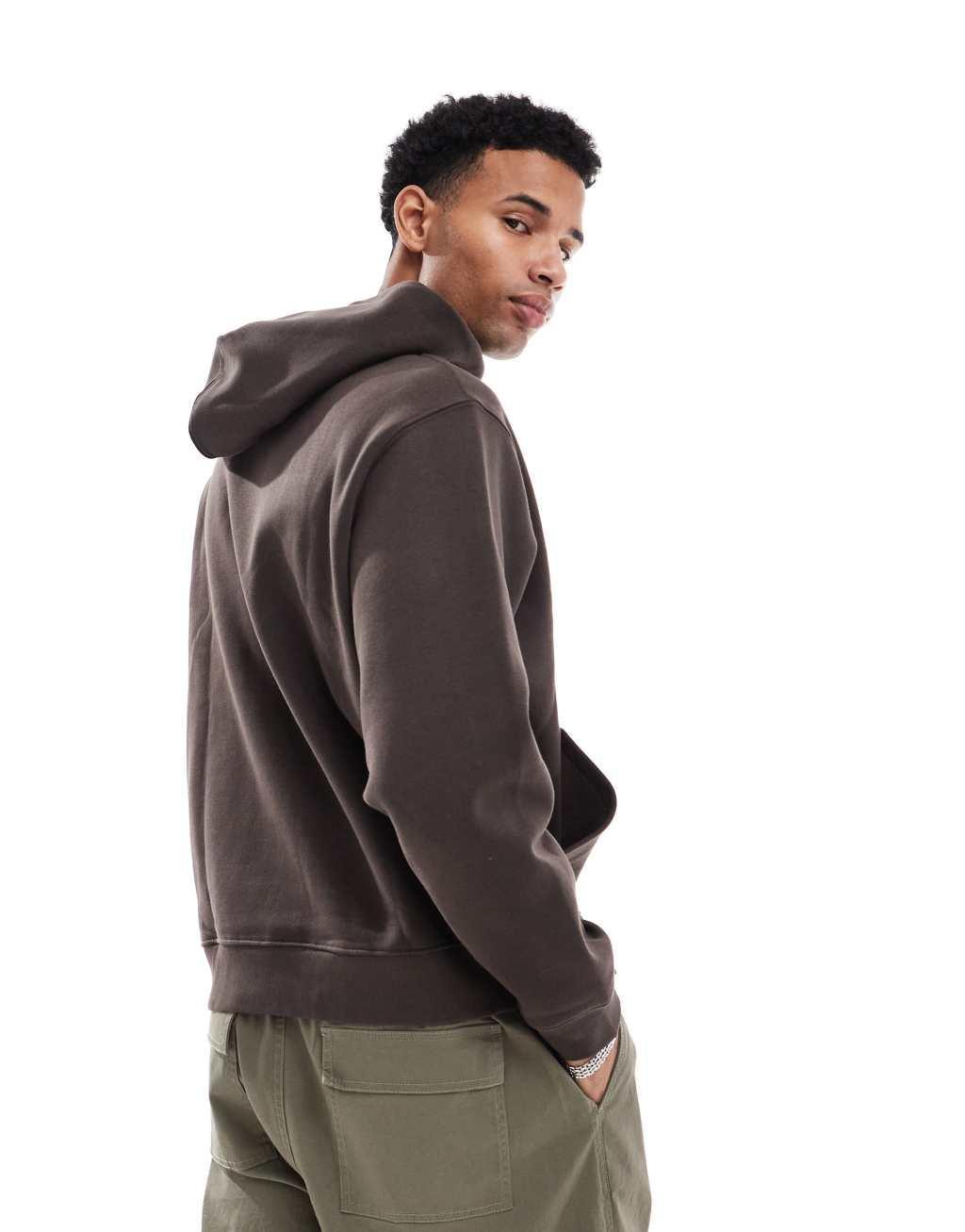 Jack & Jones Premium oversized heavyweight hoodie in chcolate brown  Product Image