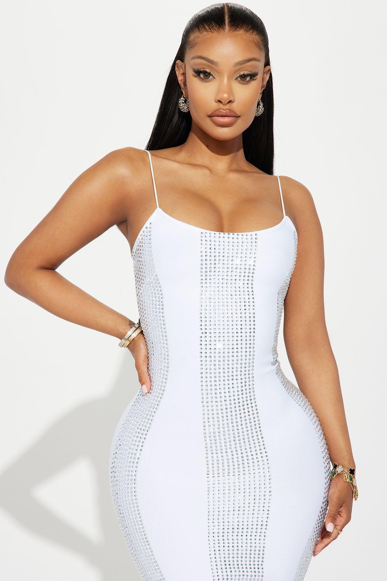 Josephine Embellished Mini Dress - White Product Image