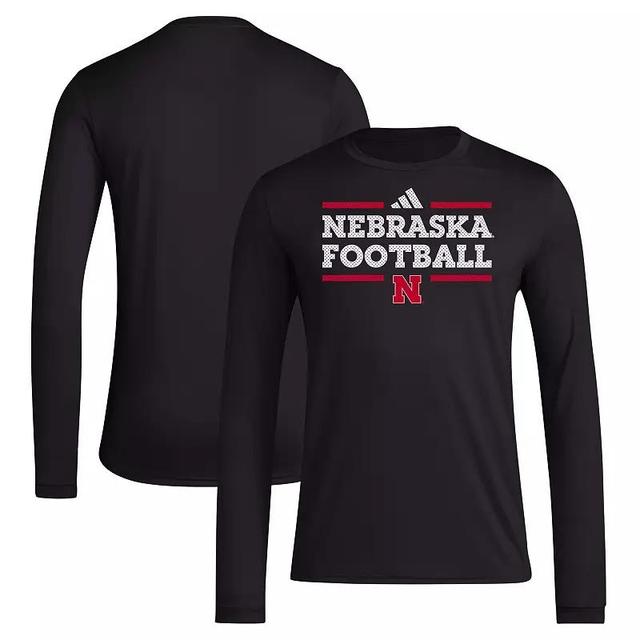 Mens adidas Nebraska Huskers Locker Football Pre-Game AEROREADY Long Sleeve T-Shirt Product Image